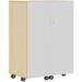 Klapkast Crea ahorn verrijdbaar, deuren whitebord, 105 x 65 x 146 cm