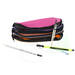 Schooletui 3-vaks oranje/ blauw/fuchsia ca 25 x 9 x 11 cm