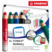 Whiteboardpotlood STABILO MARKdry assorti 4 stuks, incl. slijper en wisdoek