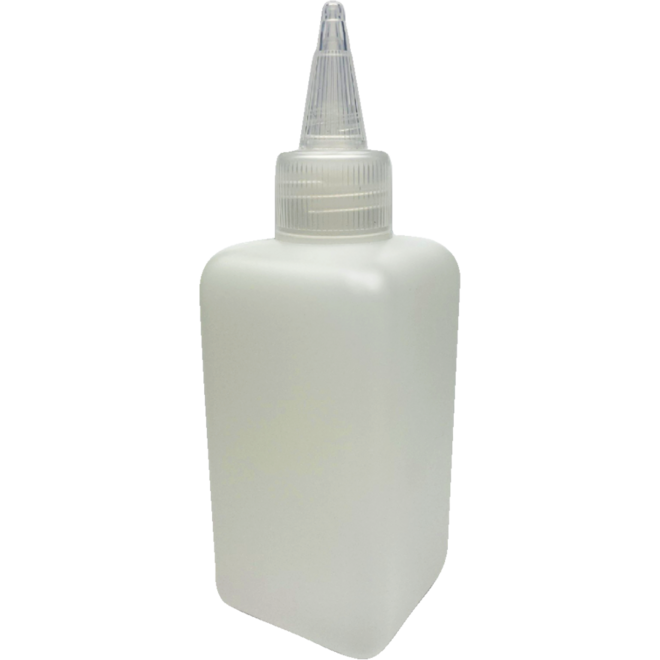 Lijmflacon vierkant 150 ml met dop transparant (nieuw model)