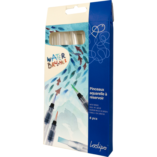 Waterpenseel 15,5 cm assorti, 6 stuks