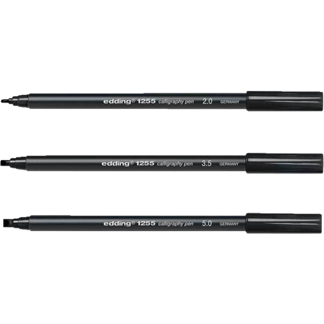 Kalligrafiestiften edding zwart, set van 3 stuks