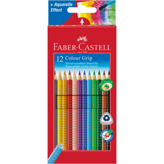 Kleurpotlood Faber-Castell Colour Grip 2001 assorti, 12 stuks