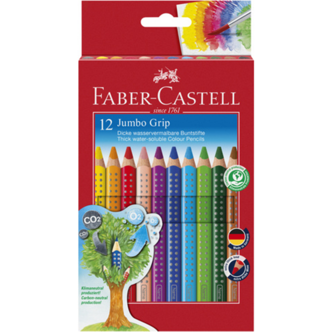 Kleurpotlood Faber-Castell Jumbo GRIP assorti, 12 stuks
