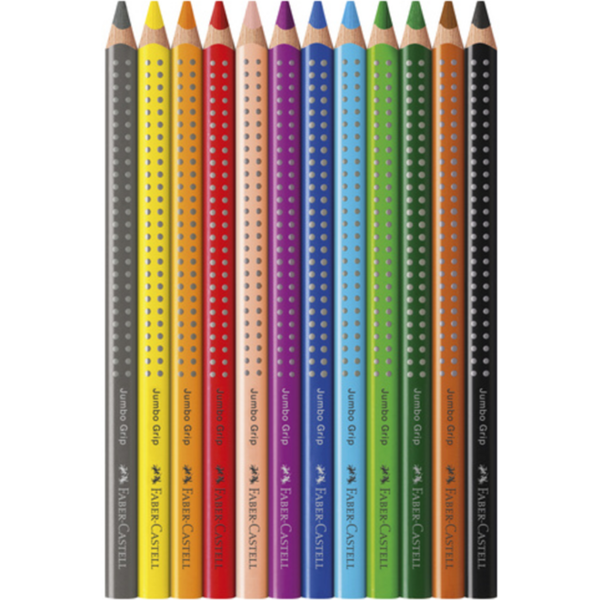 Kleurpotlood Faber-Castell Jumbo GRIP assorti, 12 stuks