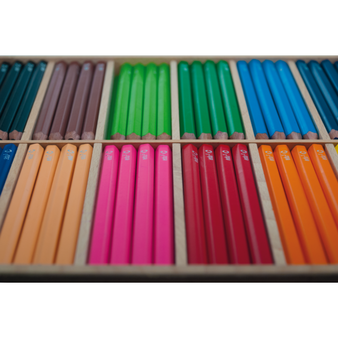 Kleurpotloden edu³ Jumbo 9,6 mm assorti, 144 stuks in houten kist
