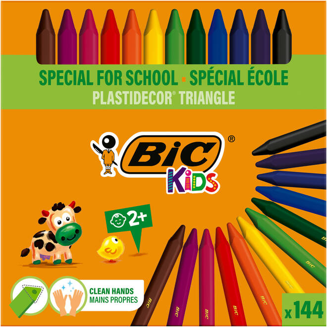 Kleurkrijt BIC Plastidecor triangle class pack, 114 + 30 gratis