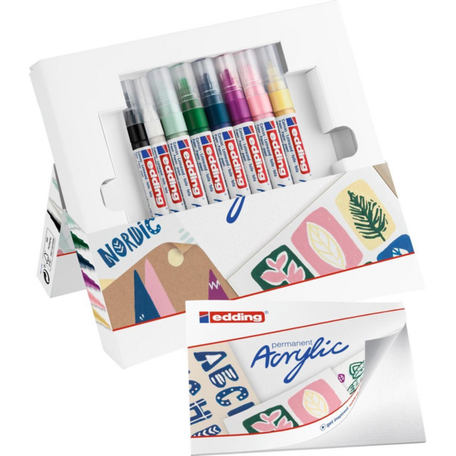 Acrylic markers edding starterset Nordic, 8 delig