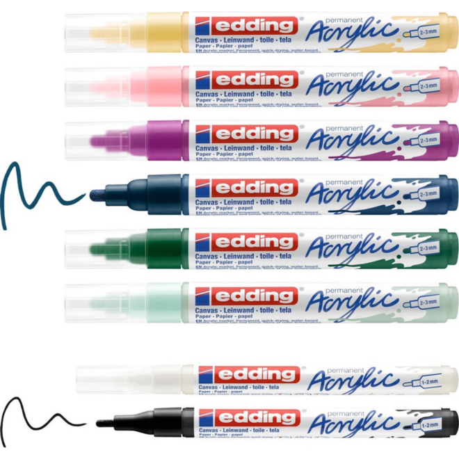 Acrylic markers edding starterset Nordic, 8 delig