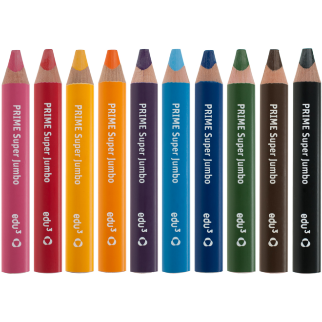 Kleurpotloden edu³ Super Jumbo 15 mm driekantig assorti, 10 stuks