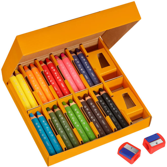 Kleurpotloden BIC Multi surface 3-in-1 assorti, 40 stuks incl. slijpers