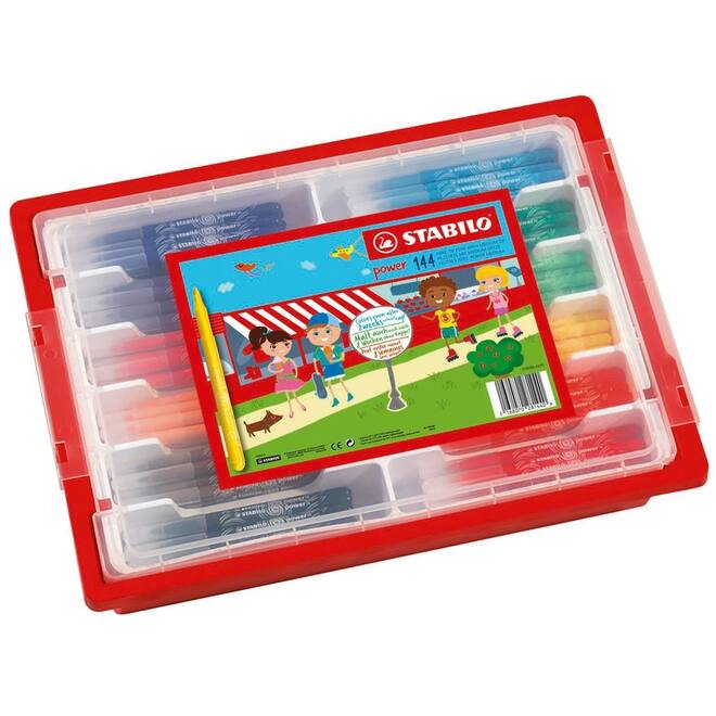 Viltstiften STABILO power assorti classpack, 144 stuks