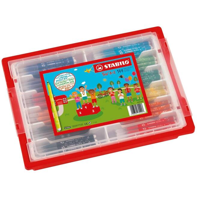 Viltstiften STABILO trio assorti classpack, 144 stuks