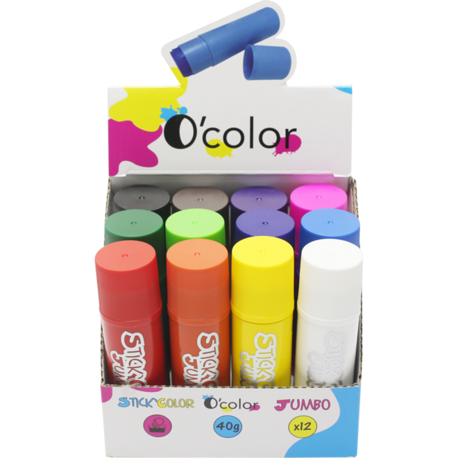 Plakkaatverfstift jumbo 40 grams assorti, 12 stuks