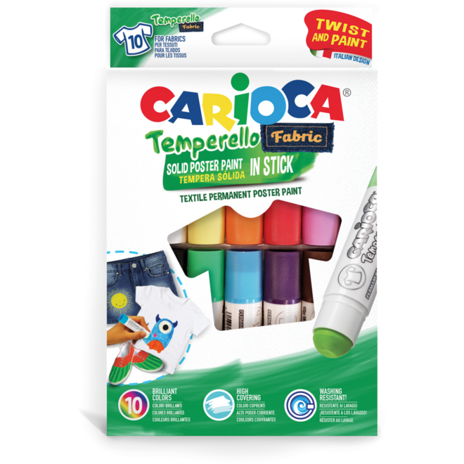 Plakkaatverfstiften Carioca textiel, 10 stuks