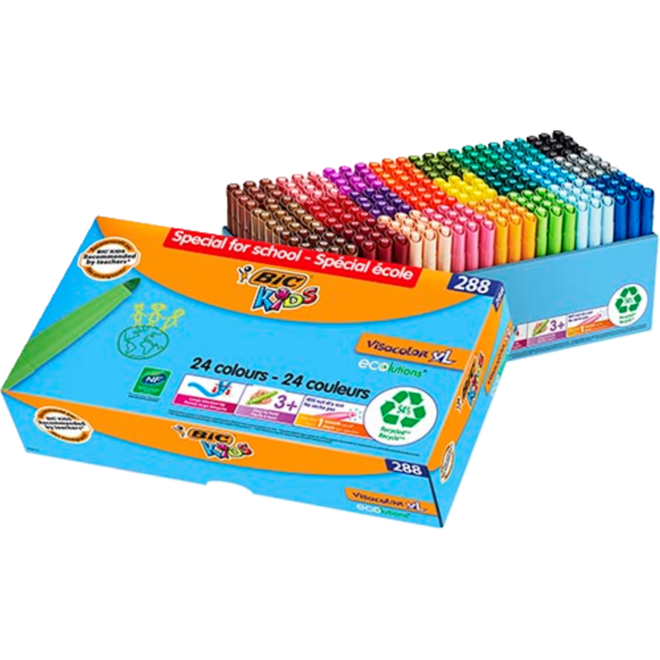 Viltstiften BIC kids visacolor XL Ecolutions assorti, class pack 248 + 40 gratis