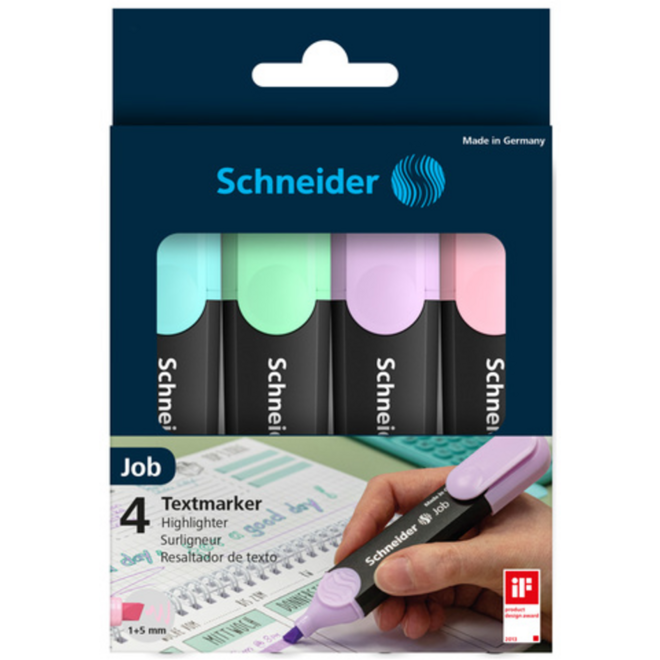 Markeerstift Schneider Job 150 pastel etui 4 stuks