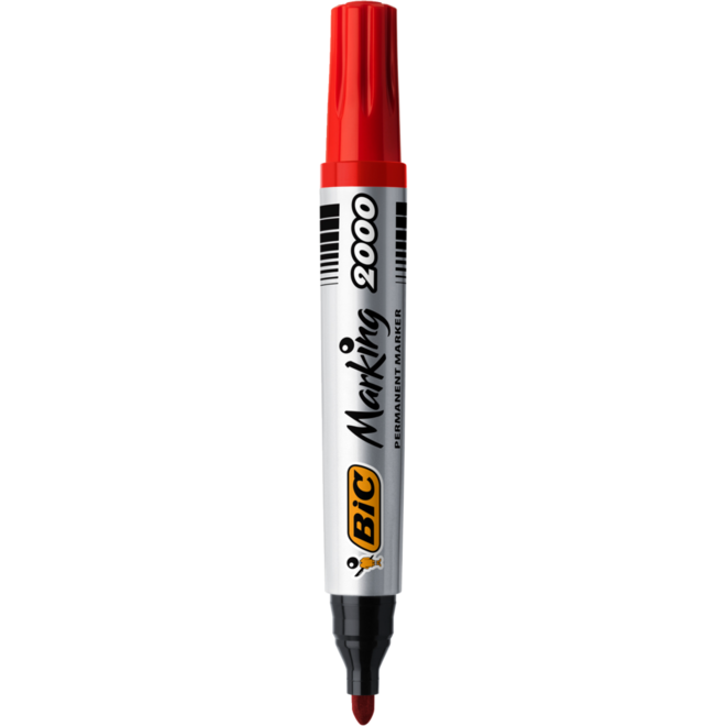 Permanent marker BIC rond 1,7 mm rood, per dozijn