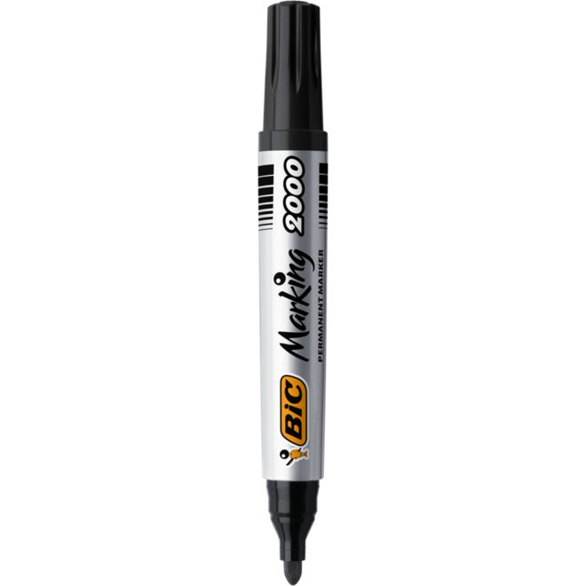 Permanent marker BIC rond 1,7 mm zwart, per dozijn