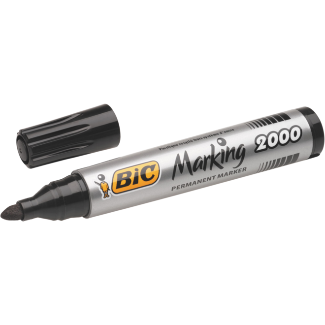 Permanent marker BIC rond 1,7 mm zwart, per dozijn