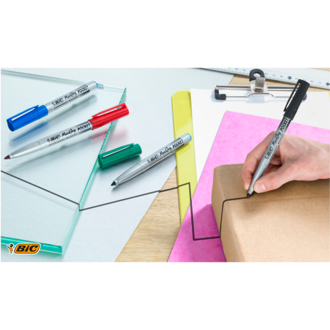 Permanent marker BIC rond 1,1 mm zwart, per dozijn