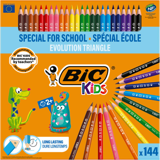 Kleurpotloden BIC Kids Evolution triangle, class pack 108 + 36 gratis