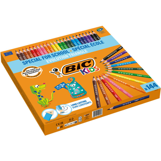 Kleurpotloden BIC Kids Evolution triangle, class pack 108 + 36 gratis
