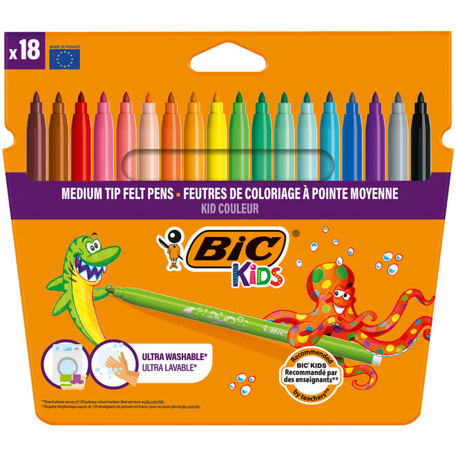 Viltstiften BIC kid couleur assorti, 18 stuks