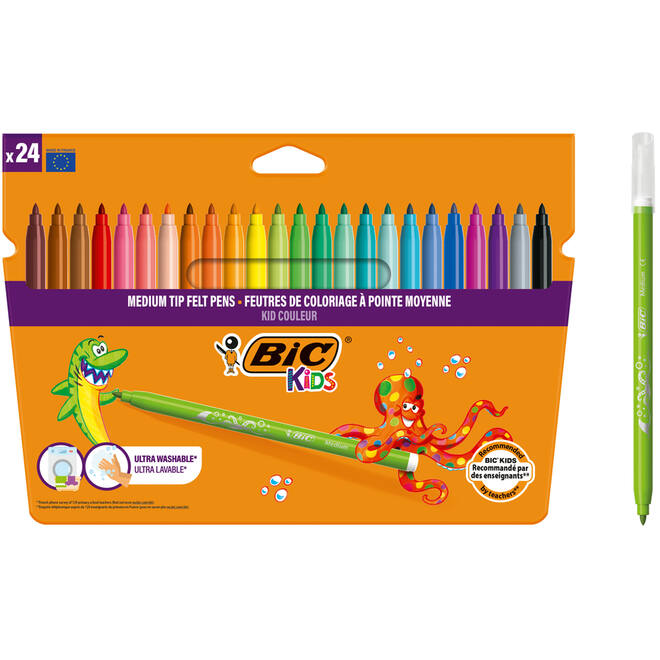 Viltstiften BIC kid couleur assorti, 24 stuks.