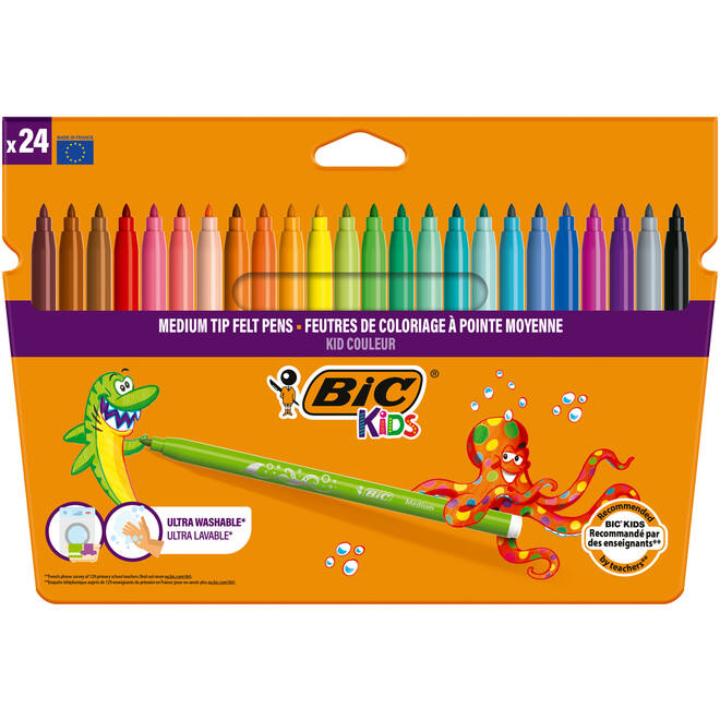 Viltstiften BIC kid couleur assorti, 24 stuks.