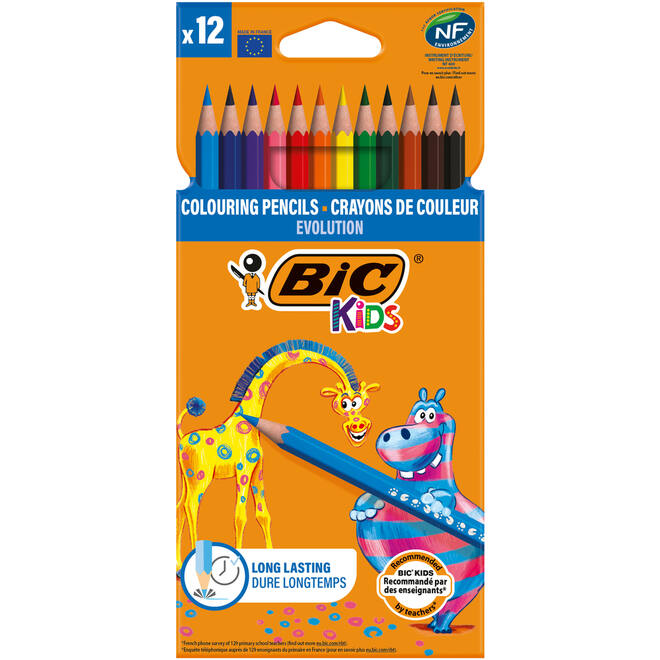 Kleurpotloden BIC kids Evolution assorti, etui 12 stuks