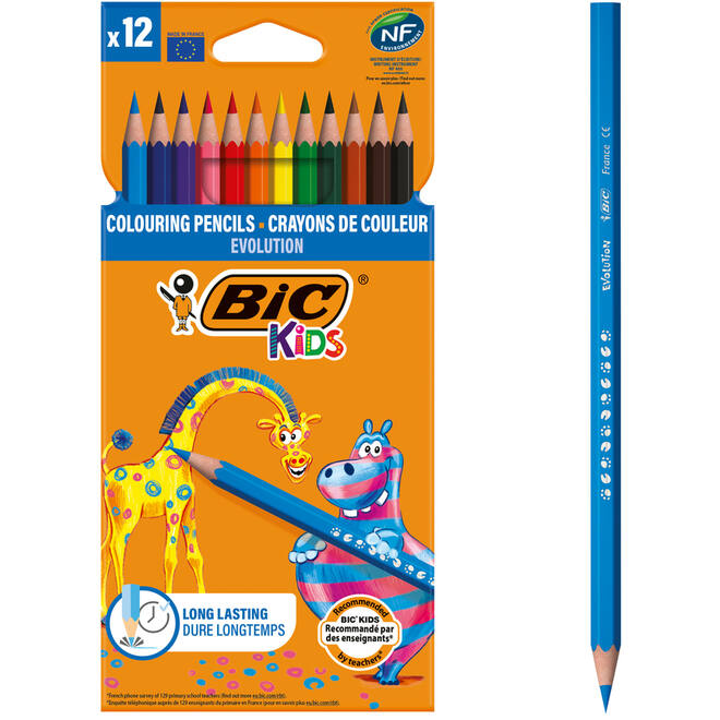 Kleurpotloden BIC kids Evolution assorti, etui 12 stuks