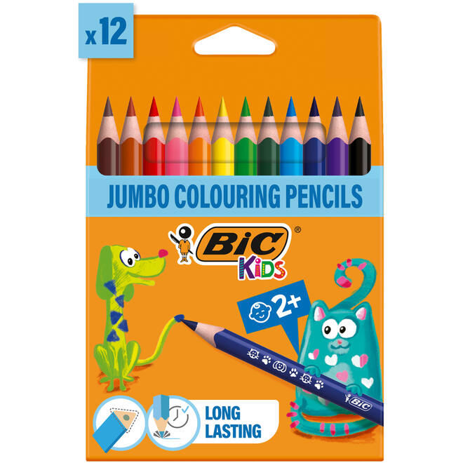 Kleurpotloden BIC Kids Evolution triangle assorti, etui 12 stuks