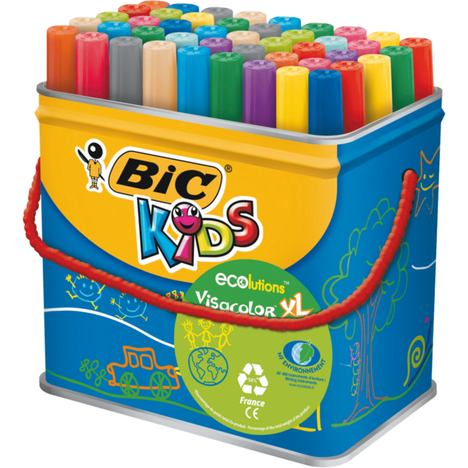 Viltstiften BIC Kids visacolor XL ECOlutions assorti, 48 stuks