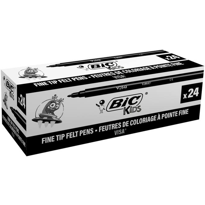 Viltstiften BIC Kids Visa, set van 24 stuks zwart