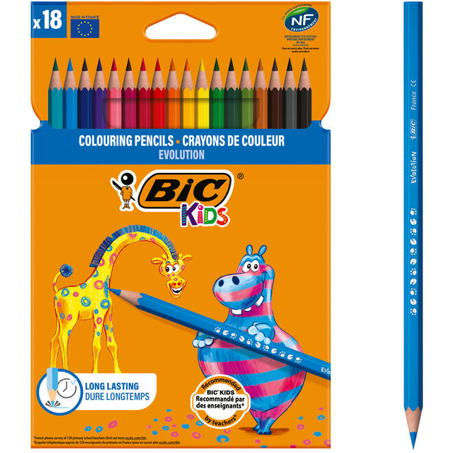 Kleurpotloden BIC Kids Evolution assorti, 18 stuks