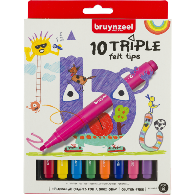 Viltstiften triple, 10 stuks ass.