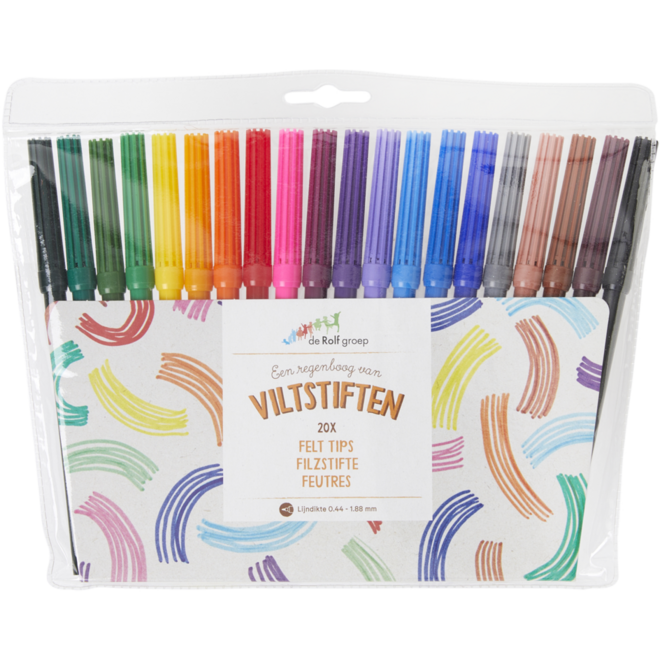 Viltstiften | de Rolf groep | basic 2 mm assorti, 20 stuks