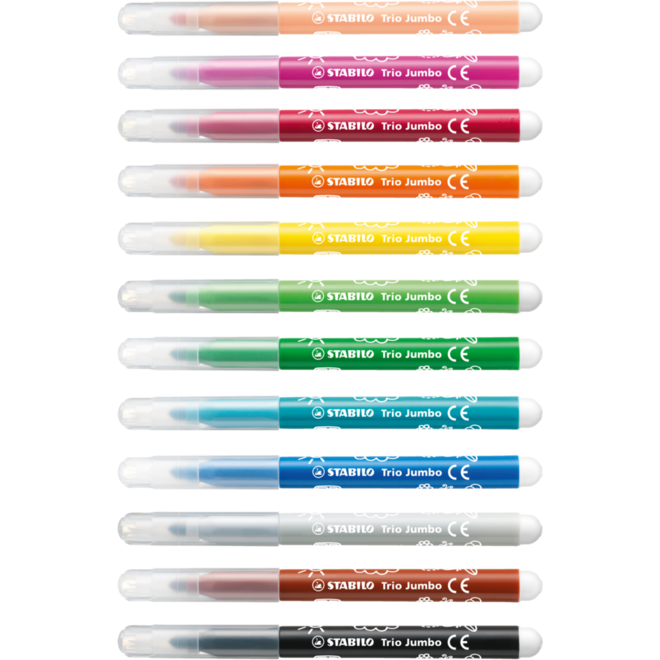 Viltstift STABILO Trio Jumbo set 12 kleuren