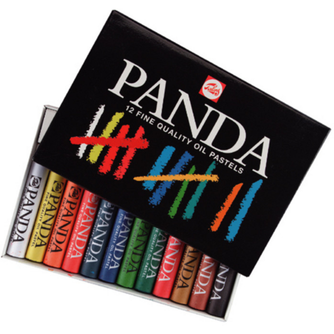 Panda oliepastels, 12 stuks ass.