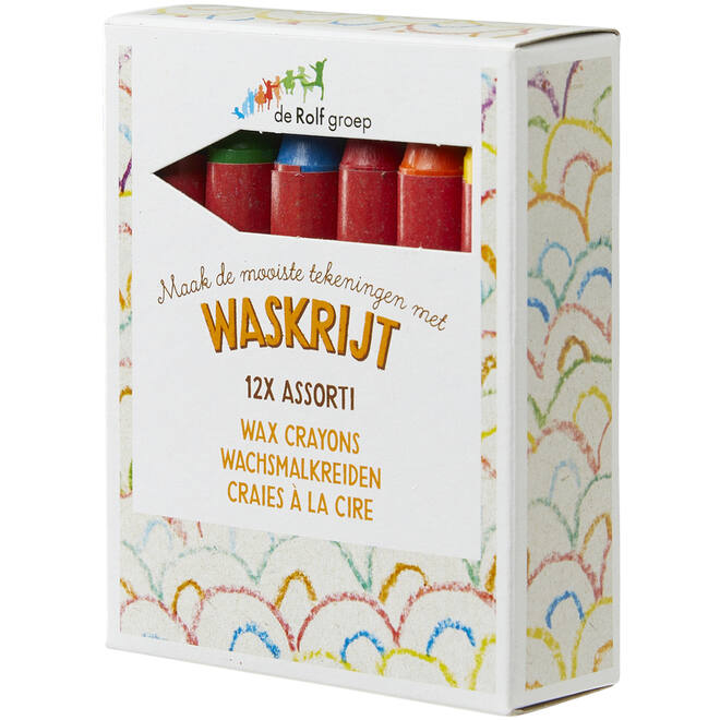 Waskrijt | de Rolf groep |  met wikkel assorti, 12 stuks