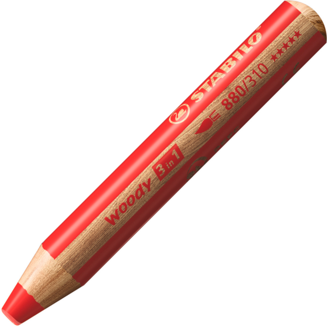 Waskrijt aquarel STABILO woody 3-in-1 assorti, 10 stuks