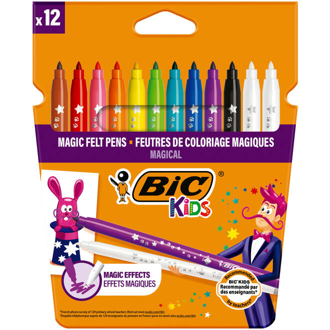Viltstiften BIC Kids magic assorti, 12 stuks