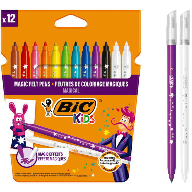 Viltstiften BIC Kids magic assorti, 12 stuks