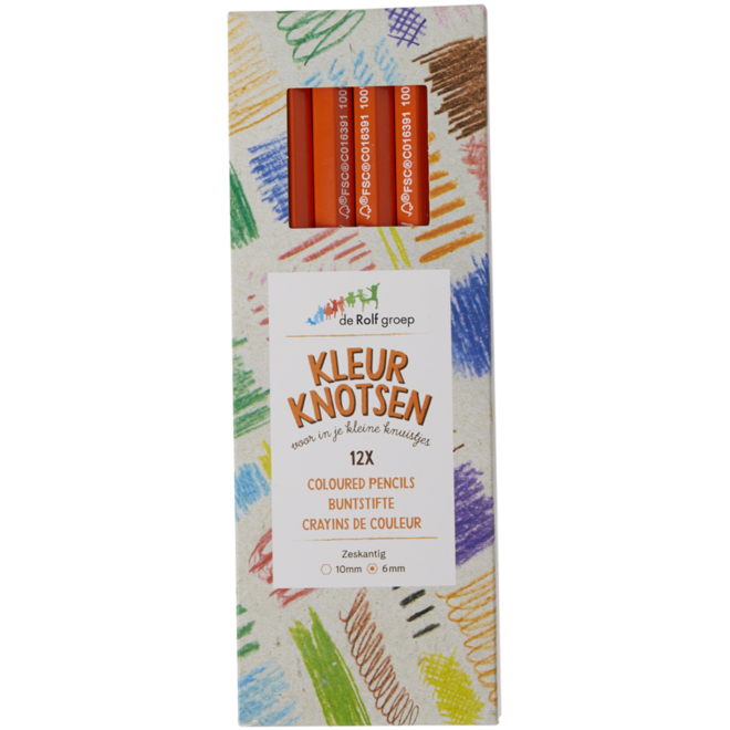 Kleurknotsen | de Rolf groep | 10 mm oranje, 12 stuks