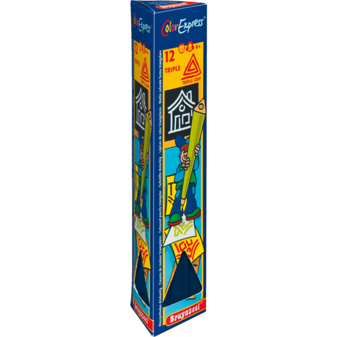 Kleurpotloden Bruynzeel driekantig donkerblauw, 12 stuks
