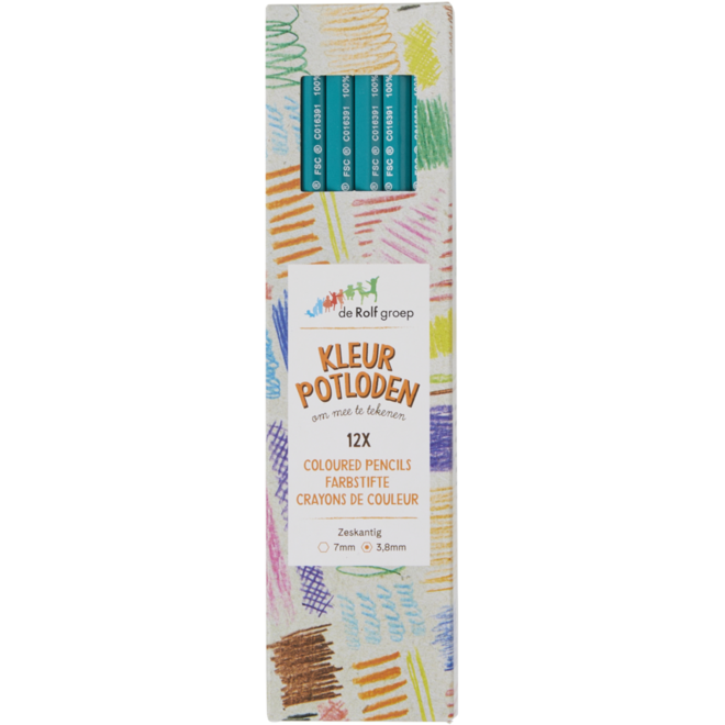 Kleurpotloden | de Rolf groep | turquoise, 12 stuks