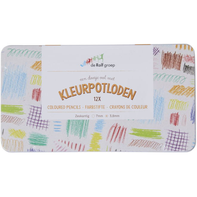 Kleurpotloden | de Rolf groep | assorti in blik, 12 stuks