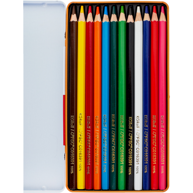 Kleurpotloden | de Rolf groep | assorti in blik, 12 stuks