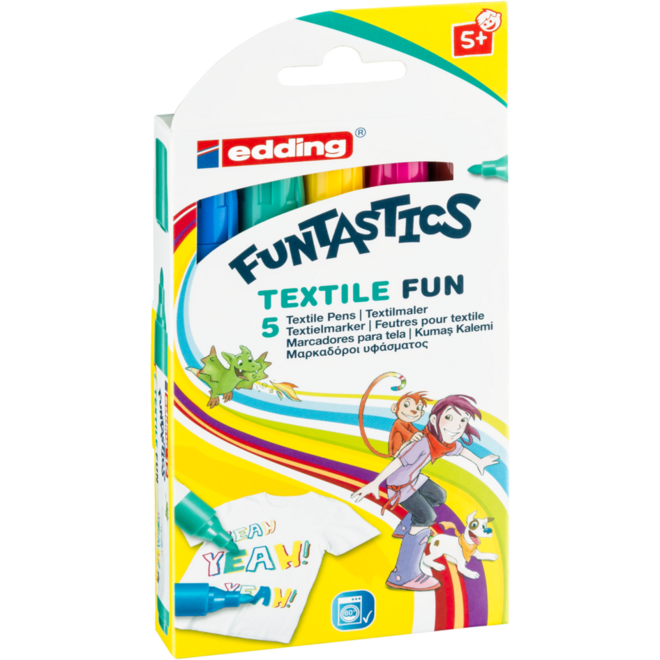 Textielstiften edding Funtastics Textile 2-3 mm assorti, 5 stuks